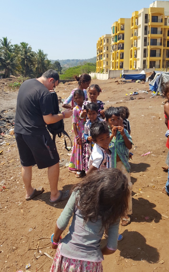 Robert giving out treats — Picture by Ian Russell