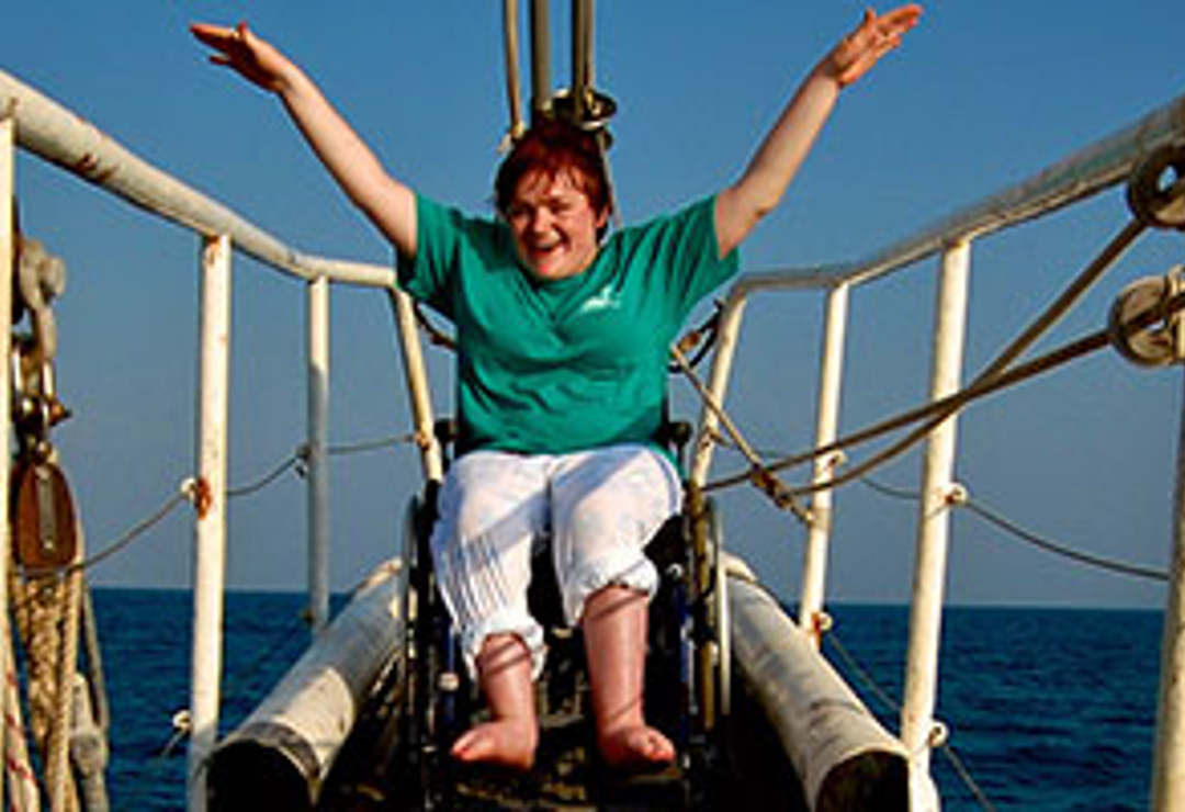 Wheelchair User at bow of ship